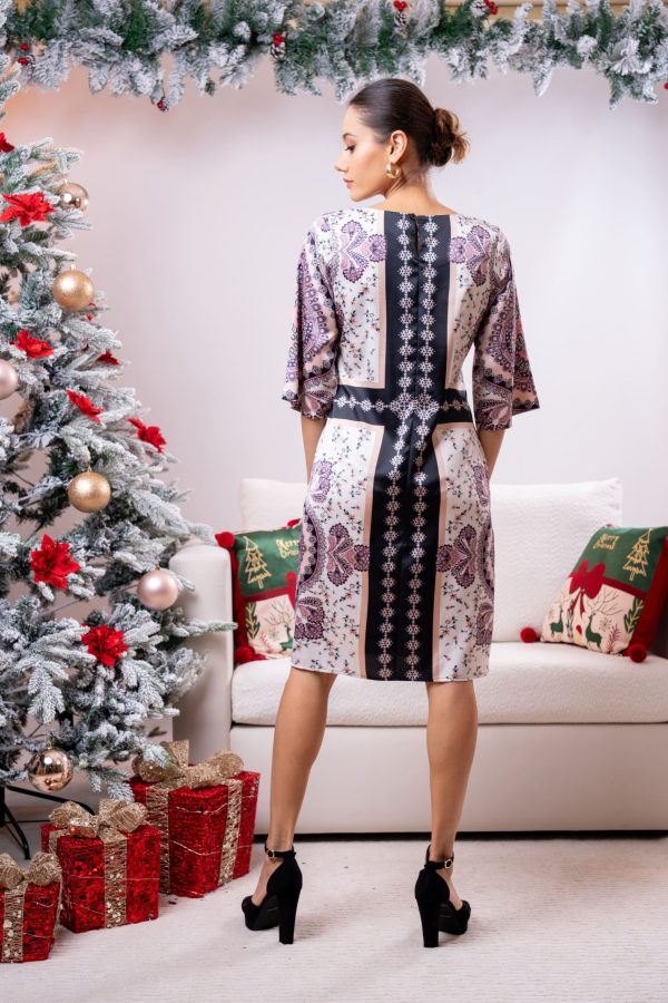 Baroque Patterned Evening Wear Short Dress - Image 5