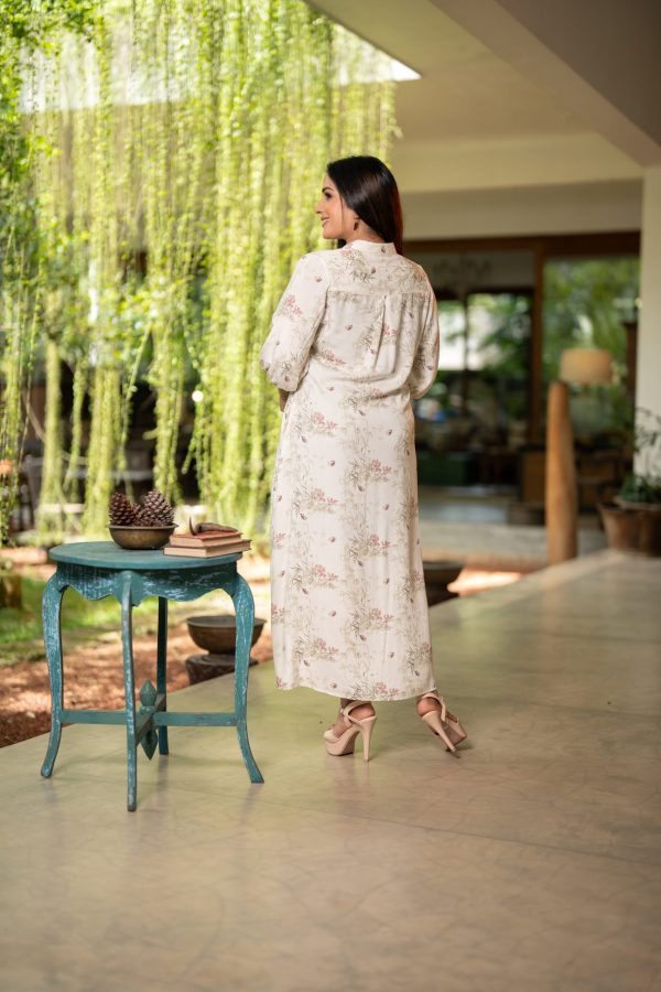 Floral Patterned Pintuck Detailed Maxi Dress - Image 5