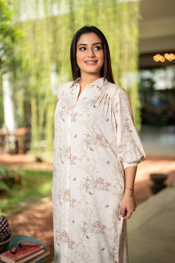 Floral Patterned Pintuck Detailed Maxi Dress - Image 4