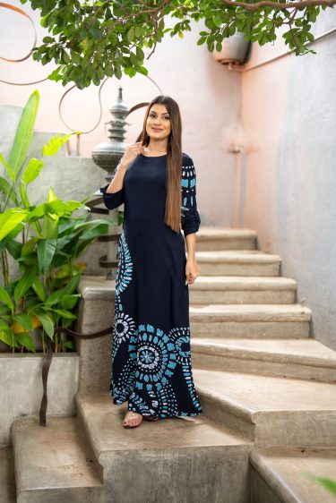 Mandala Printed Batik Maxi Dress