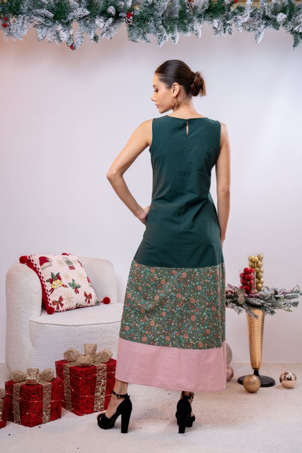 Three-Tone Sleeveless High-Low Dress - Image 4