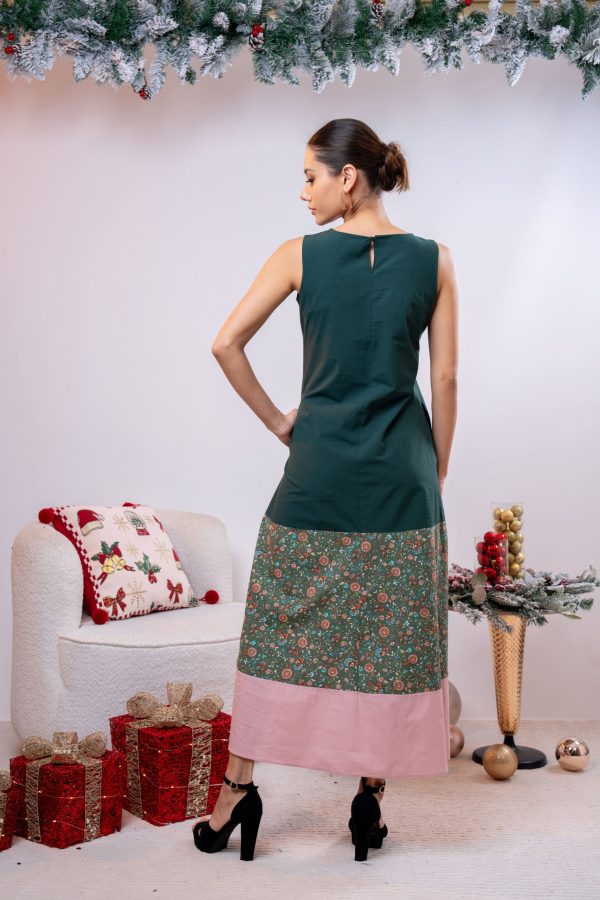 Three-Tone Sleeveless High-Low Dress - Image 4