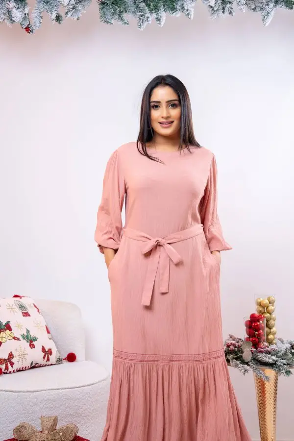Embroidered Frilled Hem Maxi Dress - Image 4
