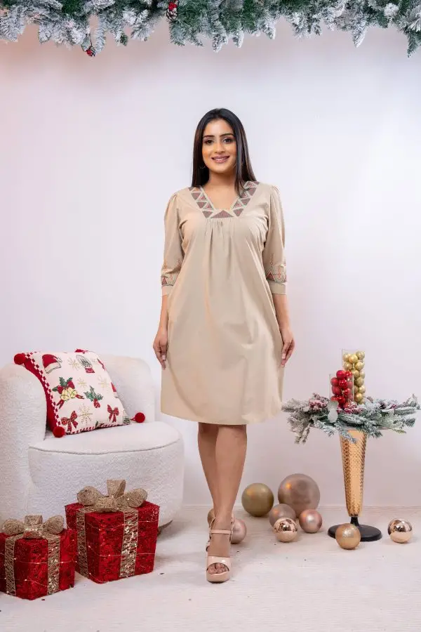 Geometric Embroidered Short Dress