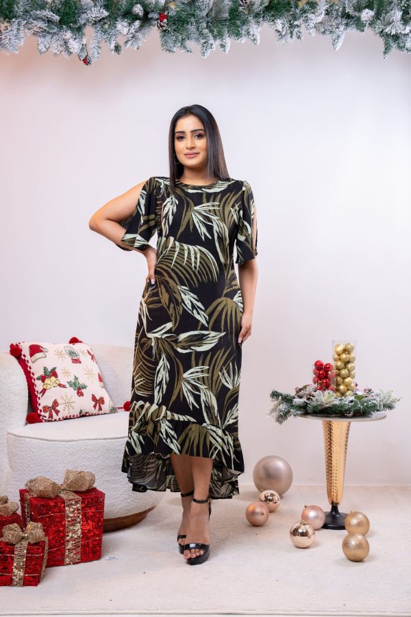 Tropical Patterned High-Low Maxi Dress - Image 2