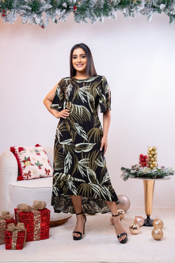 Tropical Patterned High-Low Maxi Dress - Image 3