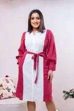 Two-Tone Belted Short Dress