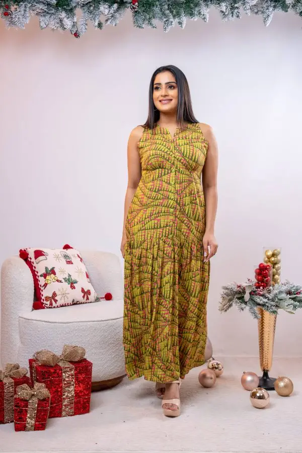 Patterned Sleeveless Button Up Dress - Image 2