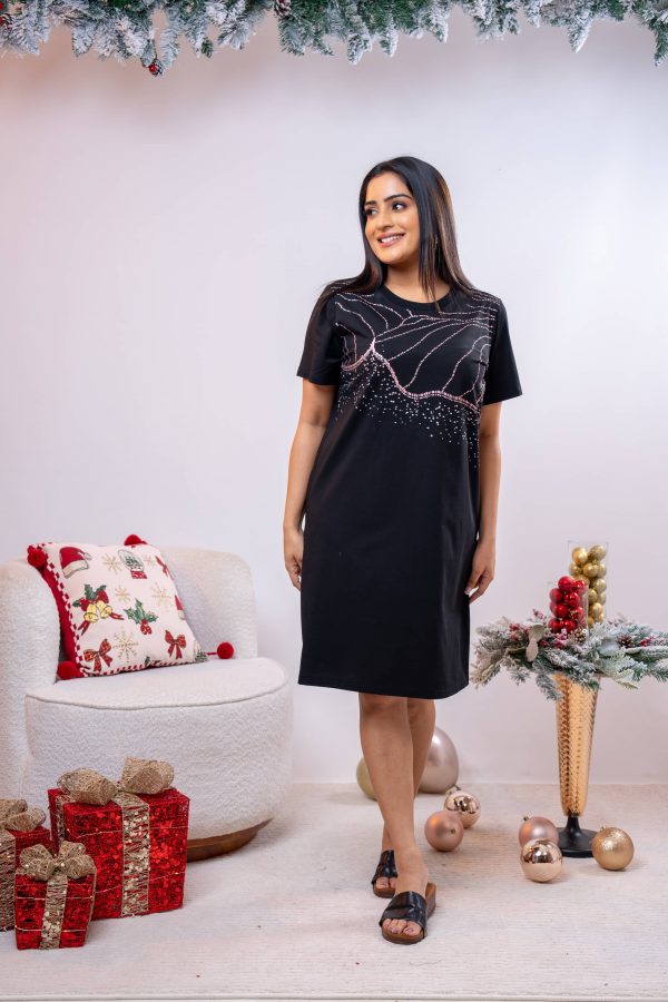 Abstract Printed Loose-Fitted T-Shirt Dress - Image 5