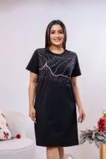 Abstract Printed Loose-Fitted T-Shirt Dress - Image 4