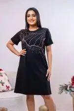 Abstract Printed Loose-Fitted T-Shirt Dress