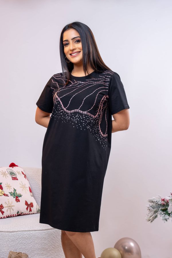 Abstract Printed Loose-Fitted T-Shirt Dress - Image 3