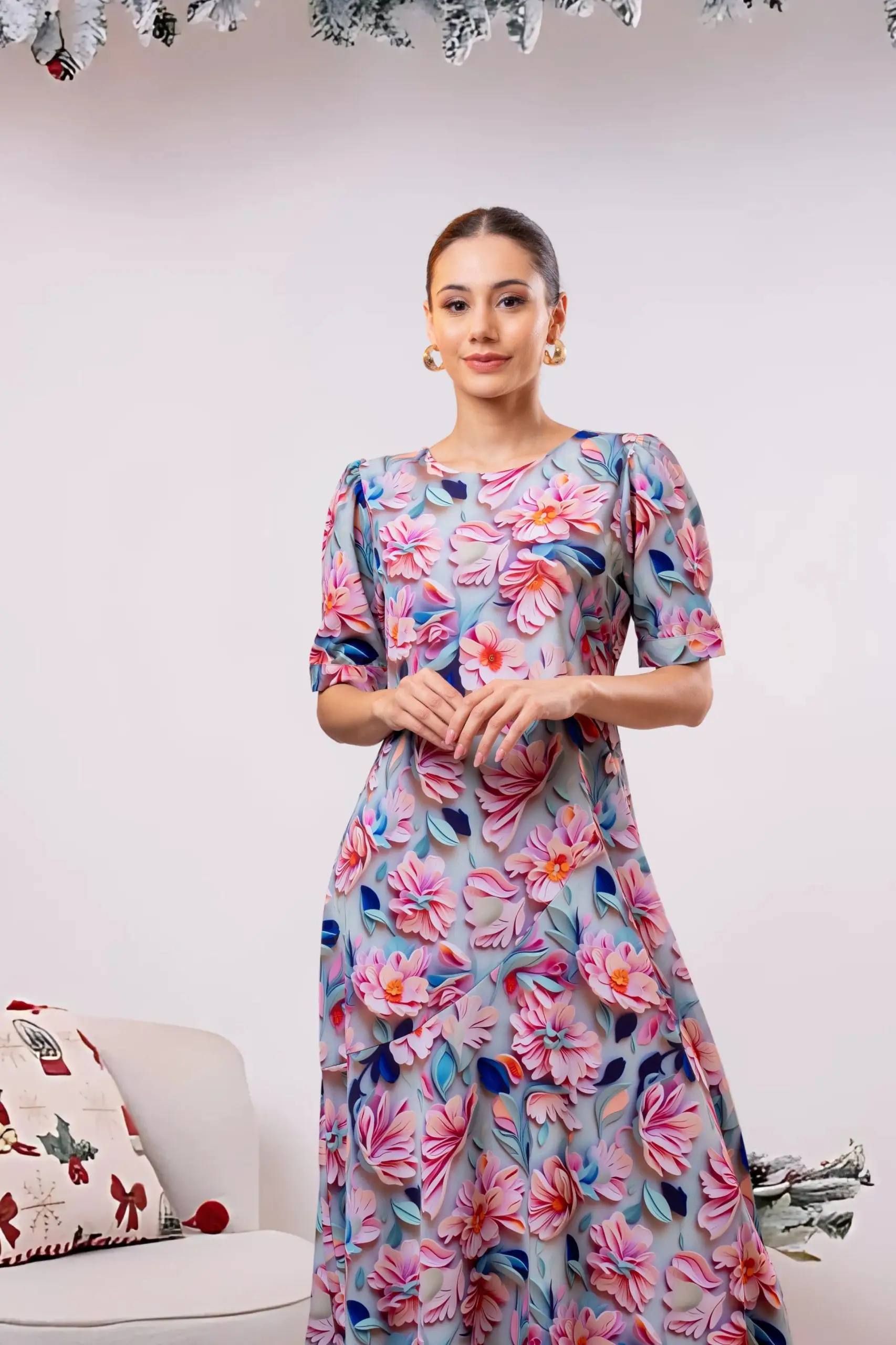 3D Floral Patterned Maxi Dress - Image 5