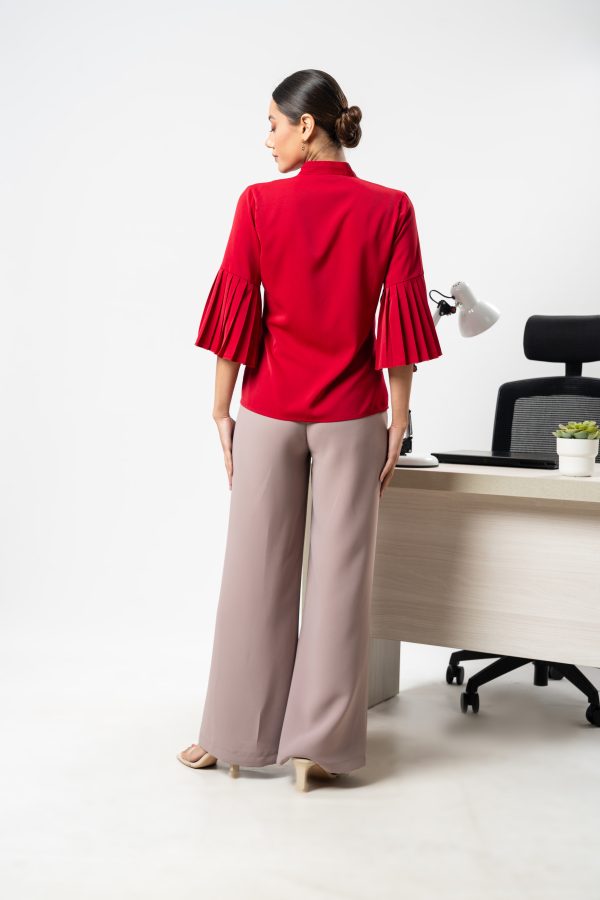 Sleeve Pleated Button Up Top - Image 4