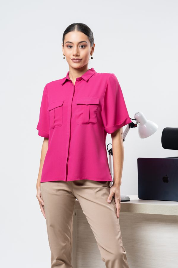 Button Up Utility Shirt Blouse