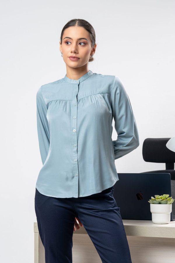 Chinese Collared Long Sleeved Button Up Top - Image 3
