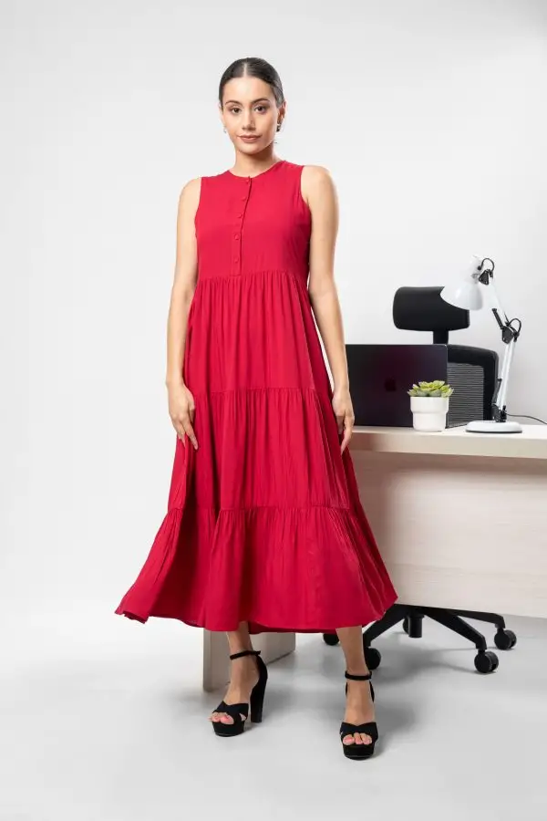 Sleeveless Tiered Maxi Dress - Image 3
