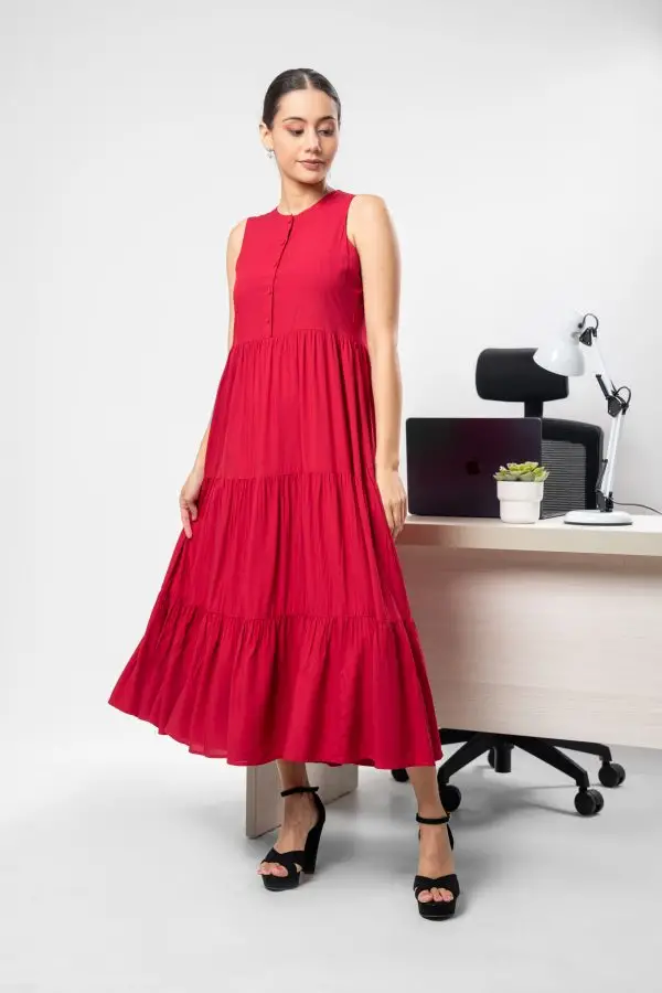 Sleeveless Tiered Maxi Dress - Image 2