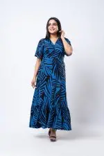 Tropical Patterned Wrap Around Maxi Dress - Image 3