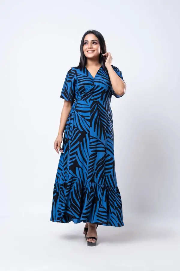 Tropical Patterned Wrap Around Maxi Dress - Image 3