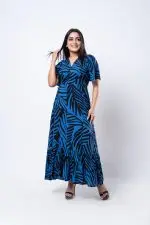 Tropical Patterned Wrap Around Maxi Dress - Image 2