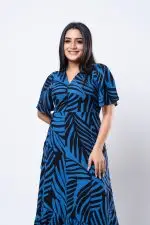 Tropical Patterned Wrap Around Maxi Dress