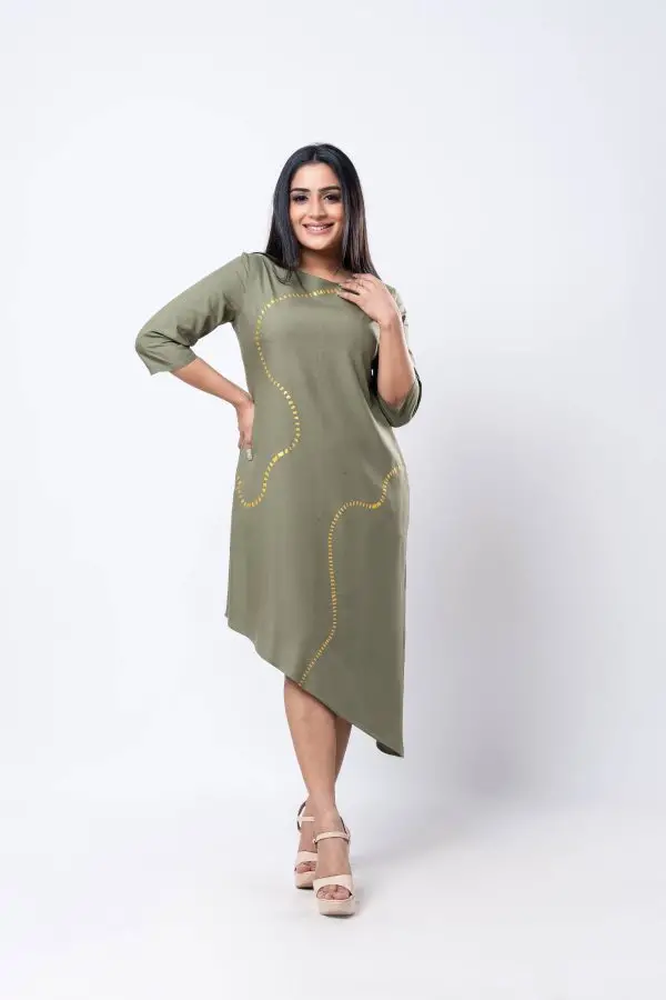 Abstract Printed Asymmetric Short Dress