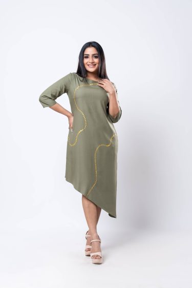 Abstract Printed Asymmetric Short Dress