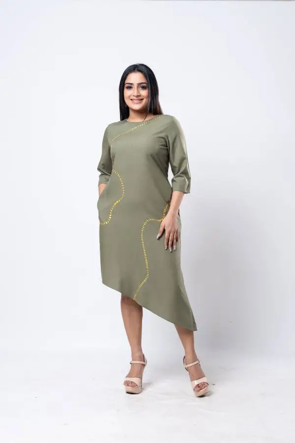 Abstract Printed Asymmetric Short Dress - Image 2