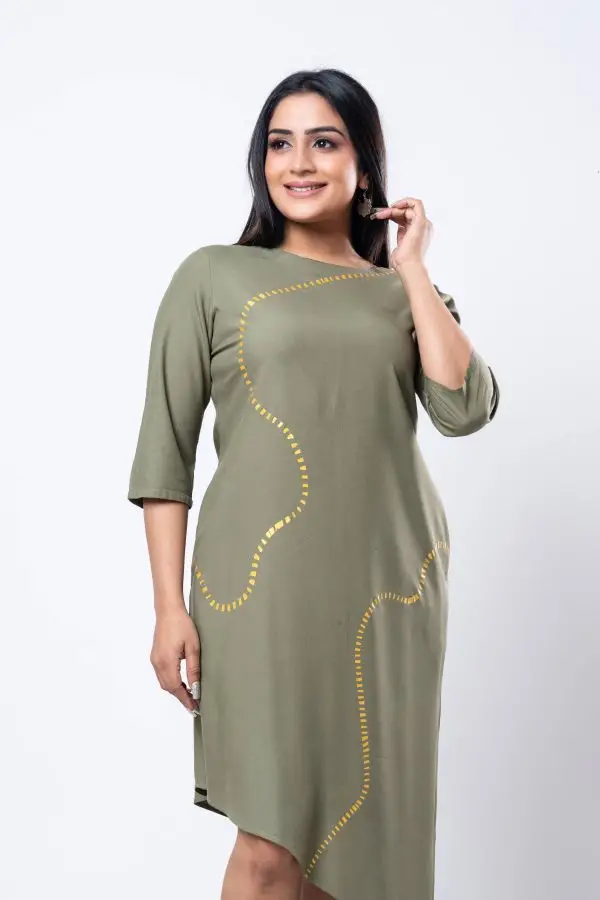Abstract Printed Asymmetric Short Dress - Image 3