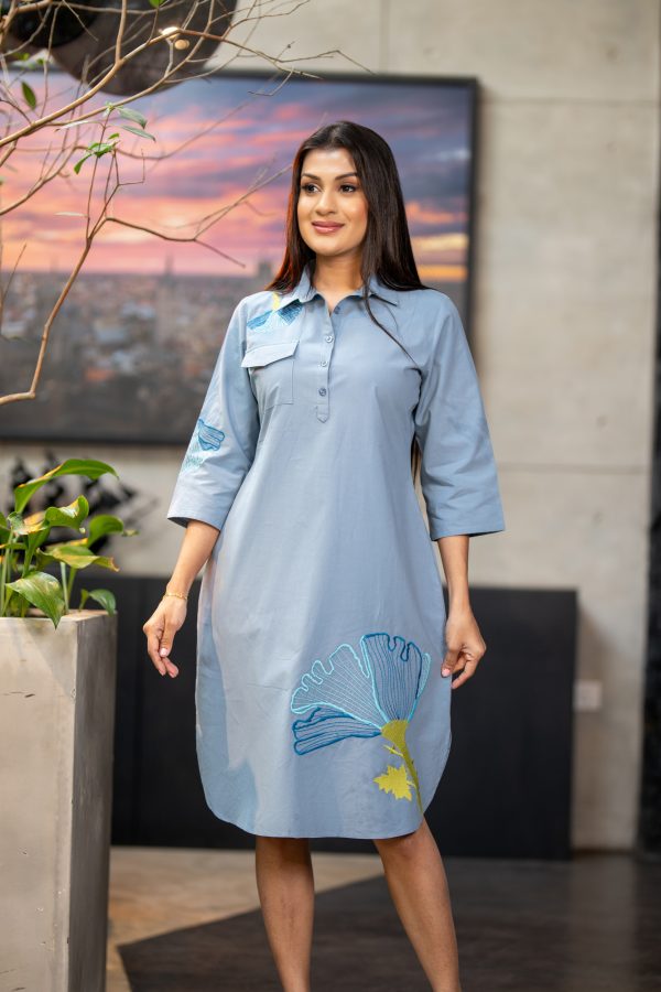 Embroidered Short Shirt Dress - Image 5