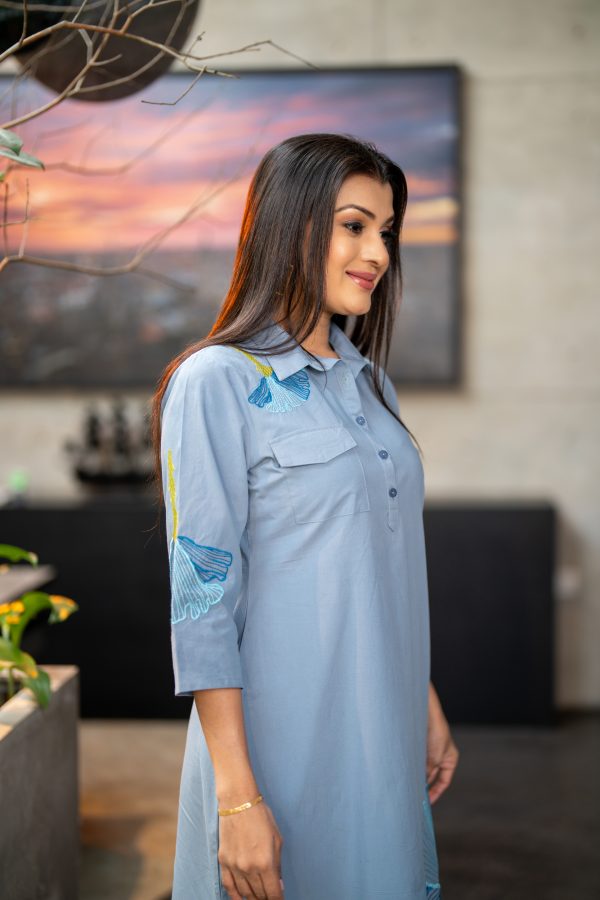 Embroidered Short Shirt Dress - Image 6