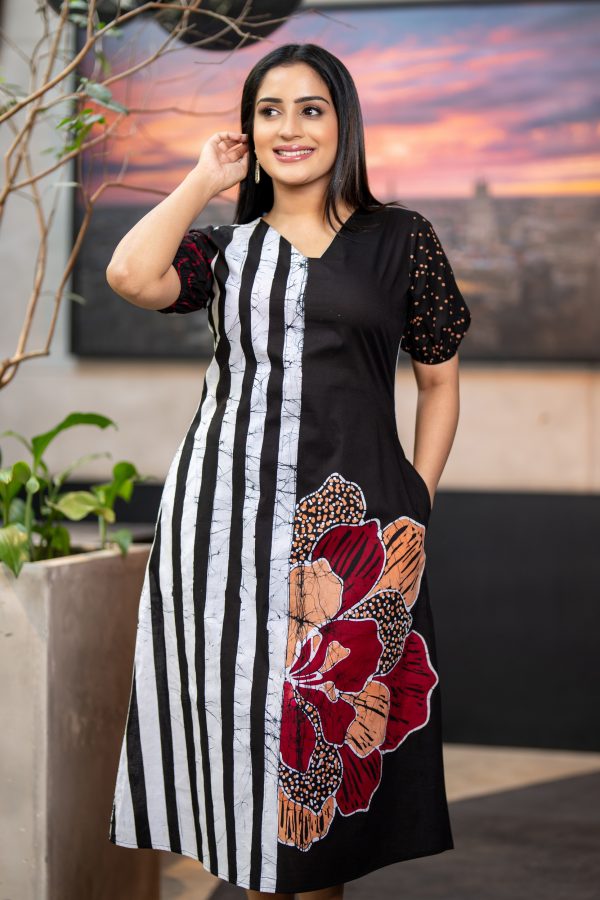 Abstract Printed Batik Midi Dress