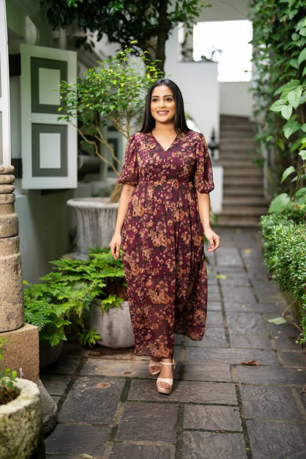 Floral Patterned Flared Maxi Dress - Image 2