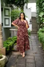 Floral Patterned Flared Maxi Dress - Image 3