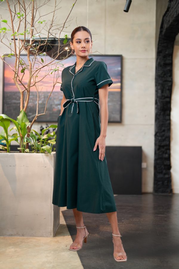 Contrast Piping Detailed Midi Dress - Image 2