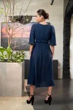 V-Necked Waist Hugging Maxi Dress - Image 5