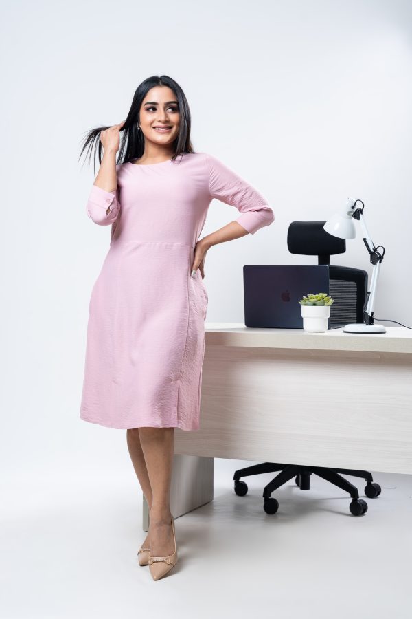 Three Quarter Sleeved Work Wear Dress