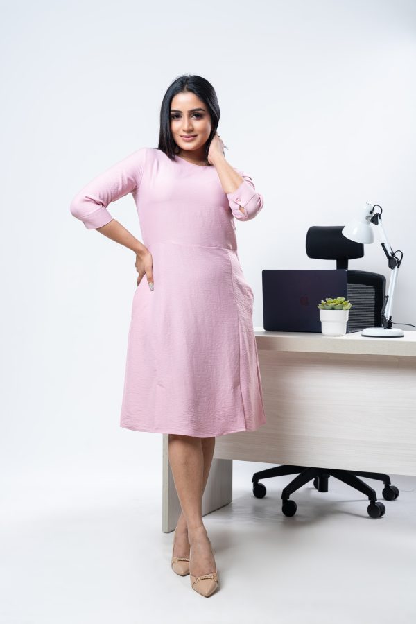 Three Quarter Sleeved Work Wear Dress - Image 3