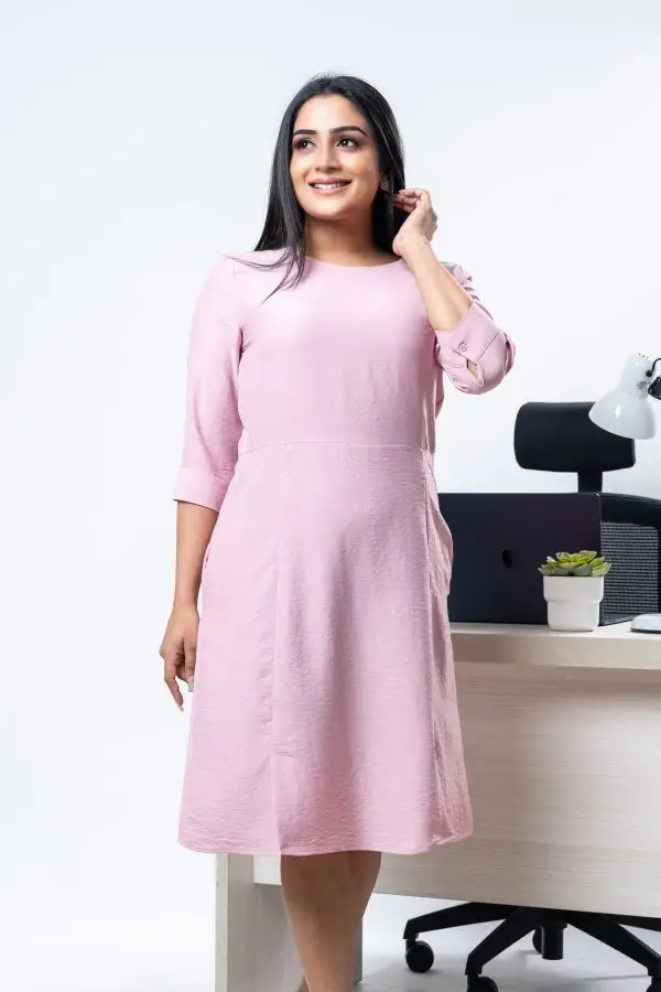Three Quarter Sleeved Work Wear Dress - Image 4