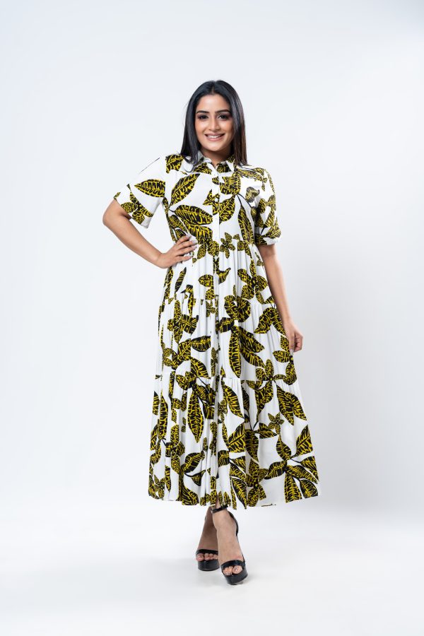 Leaf Printed Maxi Dress