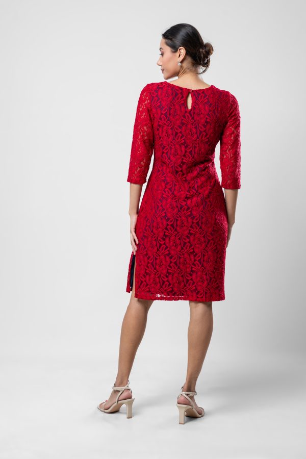 Contrast Lining Detailed Short Lace Dress - Image 5