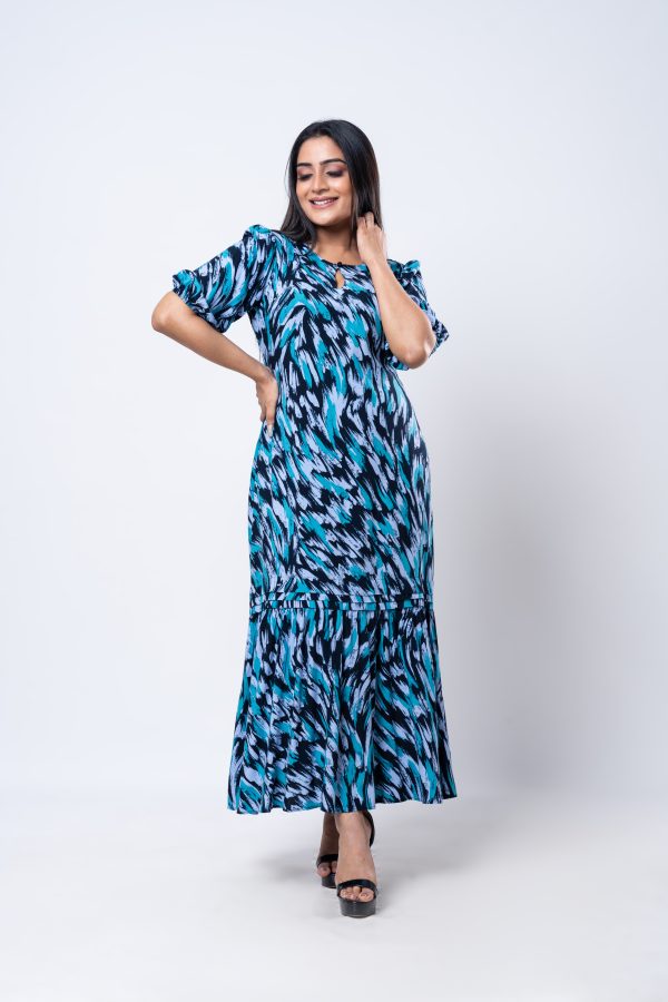 Printed Frilled Hem Maxi Dress - Image 2