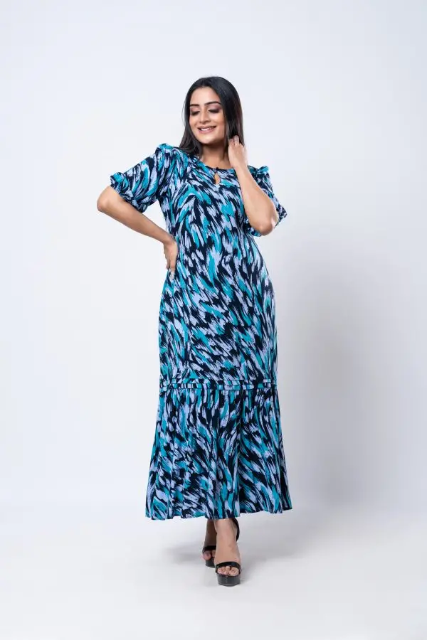 Printed Frilled Hem Maxi Dress - Image 2