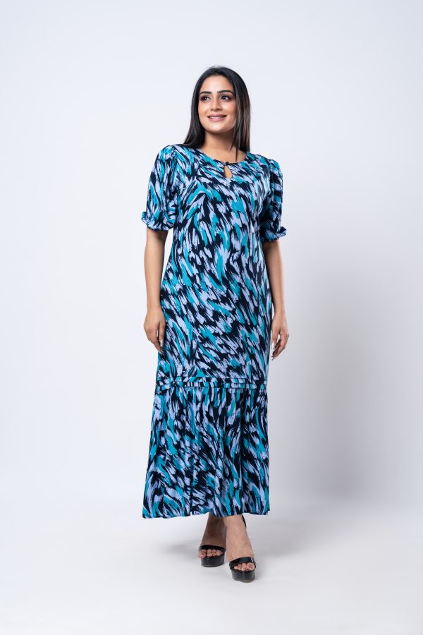 Printed Frilled Hem Maxi Dress - Image 3