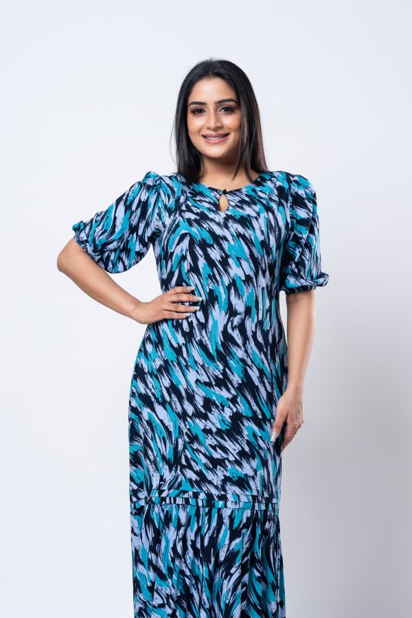 Printed Frilled Hem Maxi Dress - Image 4