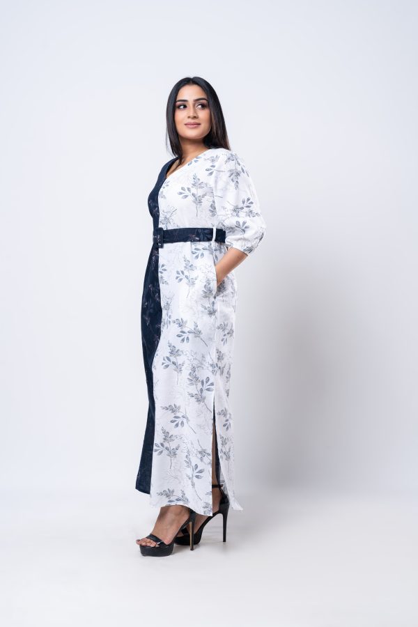 Patterned Two-Tone Maxi Dress - Image 3