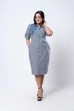 Embroidered Gingham Shirt Dress - Image 3