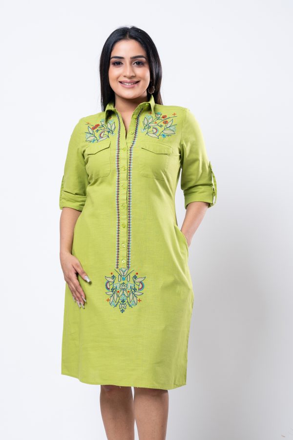 Embroidered Shirt Dress - Image 4