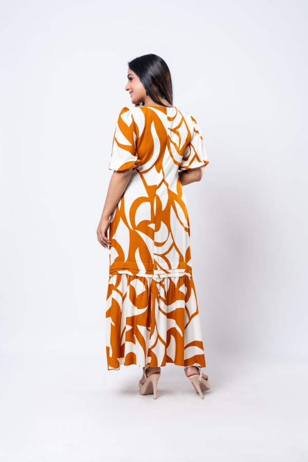 Abstract Patterned Frilled Hem Maxi Dress - Image 5